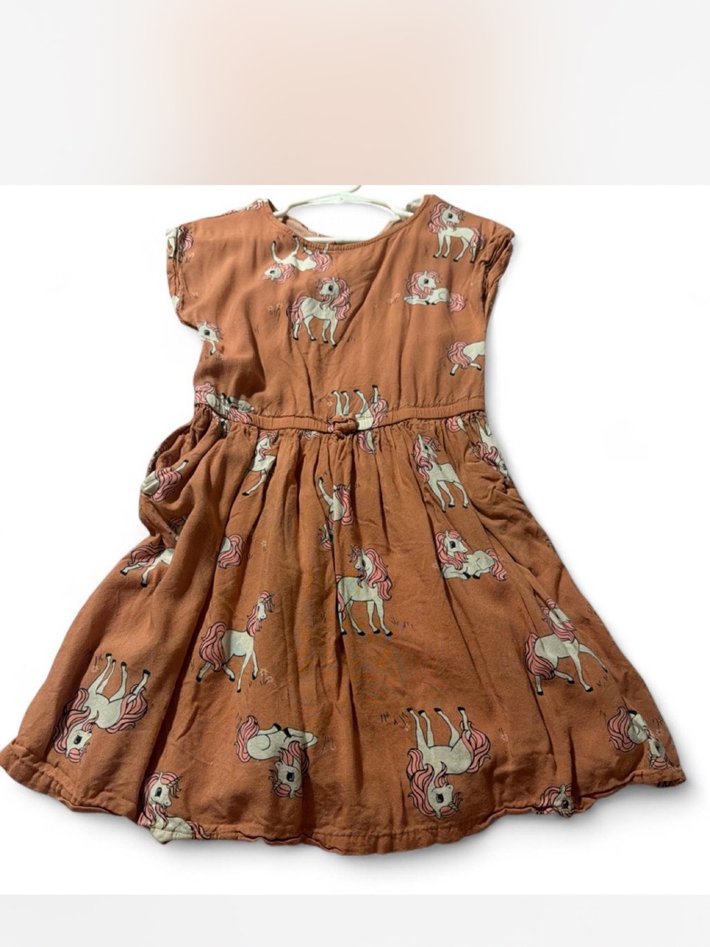 H&M Rust Brown Unicorn Print Casual Girls Dress